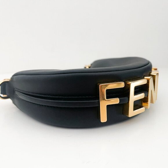 Fendi Nano Fendigraphy Mini Bag Charm Matte Black Gold - Picture 10 of 16